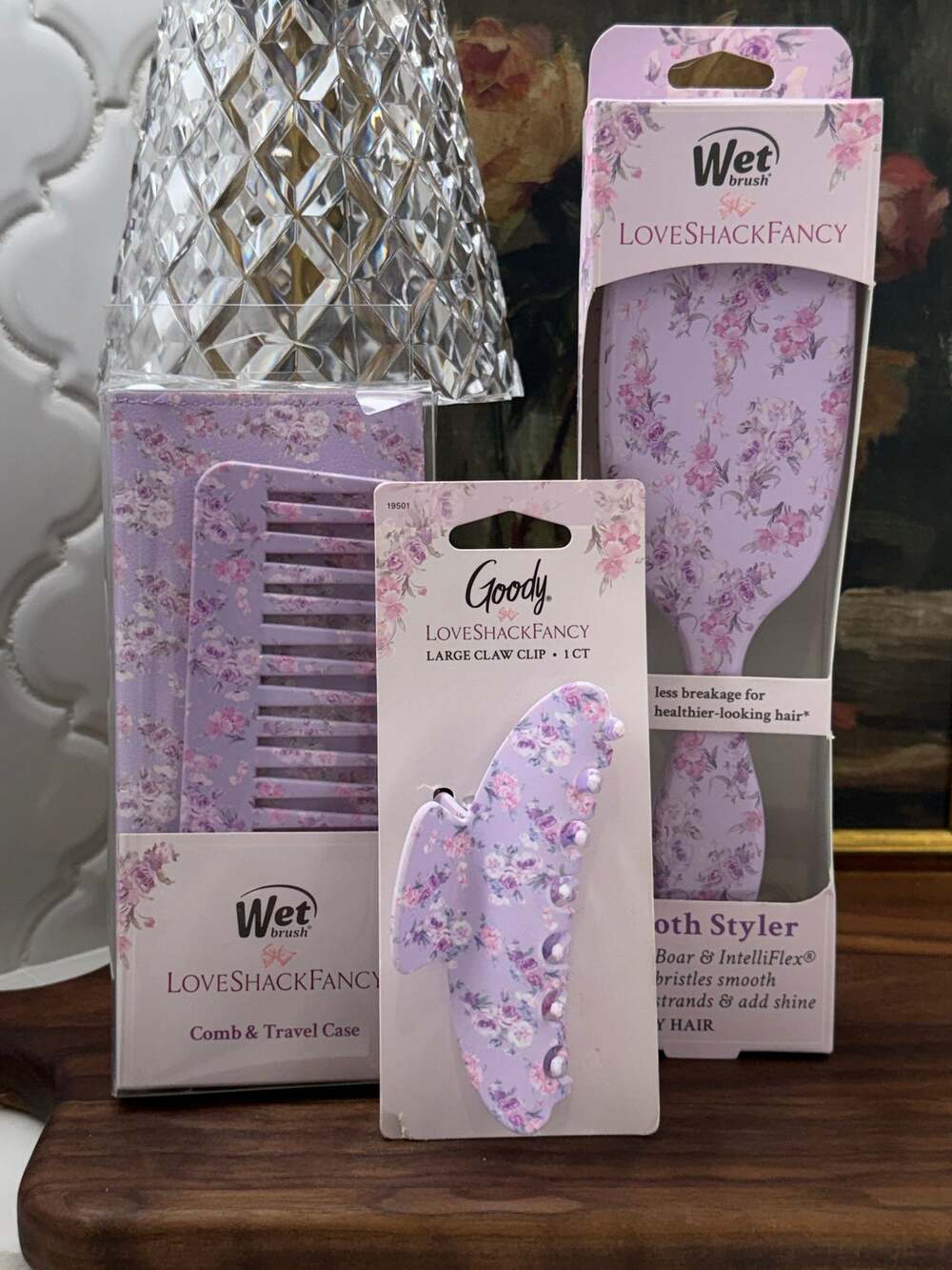 LoveShackFancy Wet Brush Goody Hair Care Bundle Floral Clip Brush Comb NWT